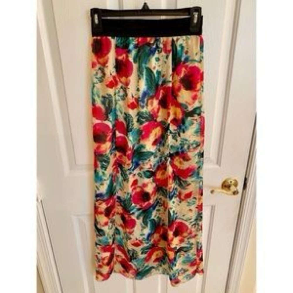 Socialite Red and Green Maxi Pencil Skirt